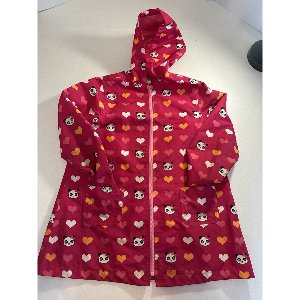 Gymboree Rain Jacket Coat Pink Panda Girls Size Medium 7-8
